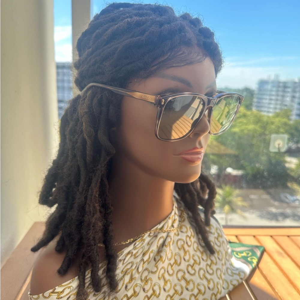 💯- Gucci New Authentic GG1041S 004 Brown Sunglasses with Green Lenses - Picture 6 of 15